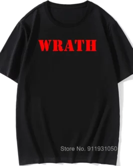 Limited WRATH Natural Selection Logo Design Graphic Men Black T-Shirt Summer Fashion Streetwear O Neck 100% Cotton Short sleeve