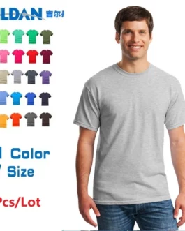 GILDAN 76000 5Pcs Men 100%Cotton T-shirts Solid Short Sleeve T Shirt Mens New O-neck Tops Tees Basic TShirts Brand Clothing