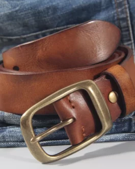 100% cowhide New Fashion Leather Retro Handmade Copper buckle men’s belt Luxury Belt Genuine Leather Belt Jeans Wide  Men’s Belt