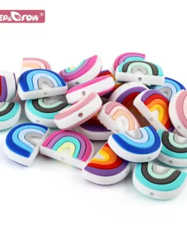 10pcs Rainbow Silicone Teether Beads Nursing Teething Oral Care Teether Toys BPA Free Baby Dummy Pacifier Clips Beads Products