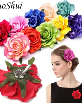 1PC Bohemian Rose Artificial Flower Hairpin Bridal Wedding Party Brooch Women Hair Clips Headwear Girls Festival Hair Accessorie