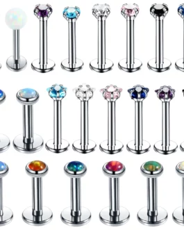 1PC Steel Opal Lip Monroe Rings Crystal Gem Orelha Cartilage Upper Ear Stud Helix Bar Piercing Tragus Earrings Women Jewelry 16G