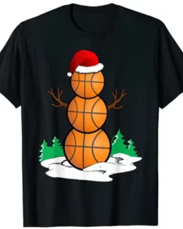 Basketball Snowman Balls Christmas Pajama Gifts Men Boys Kid T-Shirt