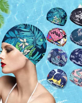 1PC  Fashion Swimming Cap Men/Women Flowers Printed Long Hair Sports Swim Pool Bathing Hat Elastic Nylon Turban Sports Accessory