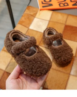 2023 Baby Winter Cotton Shoes Baby Girls Boys Home Woolen Shoes Fur Plush Infant First Walkers Warm Indoor Comfy Shoes Toddlers