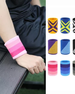 1pc Colorful Unisex Sweat Yoga Protect Bracers Sports Jacquard Bracers Warm Wristband Soft Cotton Badminton Fitness Accessories
