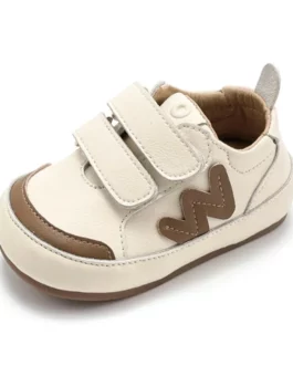 2023 New Autumn Baby Shoes Leather Toddler Boys Barefoot Shoes Soft Sole Outdoor Kids Tennis Fashion Little Girls Sneakers