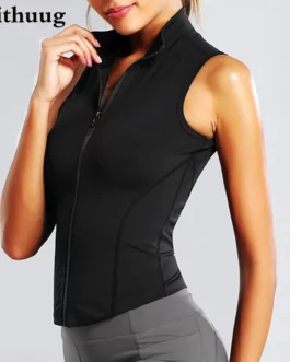 Aiithuug Womens Athletic Zip Up Sweat Vest Jacket Sleeveless Running Yoga Tops Fleece Vest, Polar Soft Sleeveless Classic Fit