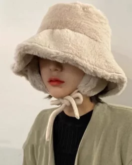 Korean New Ear Protection Bucket Hats for Women Autumn and Winter Travel Versatile Warm Retro Solid Color Plush Men’s Caps