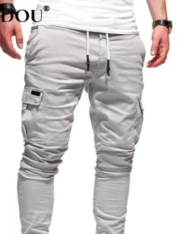 2023 Spring Autumn New Elastic Waist Pockets Drawstring Pencil Pants Man Fashion Motion Comfortable All-match Running Trousers