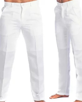 2023 Men’s Stand Pocket Casual Linen Pants Solid White Gray Trouser Plus Size 3xl Mens Elegant Fashion Sweatpants Men Streetwear