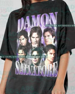 Damon Salvatore Shirt Lam3 The Vampire Diaries Ian Somerhalder Tv Series Vintage Retro Classic Homage Graphic