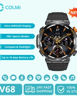 [2023] COLMI V68 1.43” AMOLED Display Smartwatch 100 Sports Modes Compass Flashlight Men Military Grade Toughness Smart Watch