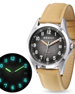 BERNY Frosted Dial Automatic Watch Men Luminous Mechanical Seagull ST2130 Wristwatch Sapphire Luxury Watch Men Waterproof 10ATM