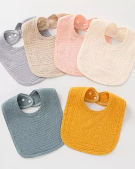 1pc Solid Colour Cotton Gauze Baby Bibs Ruffle Lace Infant Newborn Feeding Burp Cloth Saliva Towel Adjustable Bandana Drool Bibs