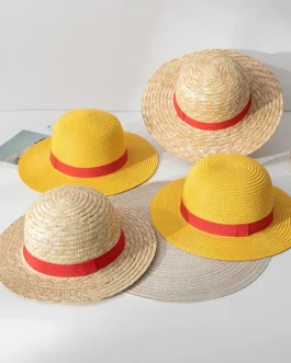 Luffy Straw Hat Anime Cartoon Cosplay Caps Accessories Summer Sun Hat Sunshade Parent-Child Hat Luffy Hat for Women Men