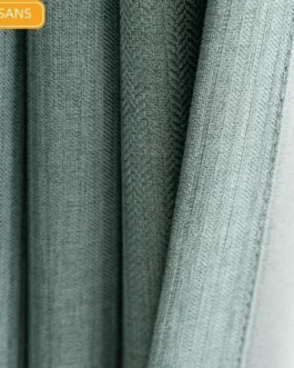 2023 New Light Luxury Green Stripes Solid Color Cotton and Linen Blackout Curtains for Bedroom Living Room Balcony Customization