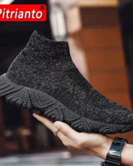 2021 Hot Sale Men High Top Mesh Casual Shoes Women Breathable Socks Shoes Outdoor Fashion Camouflage Bottom Sneakers Size 35-47