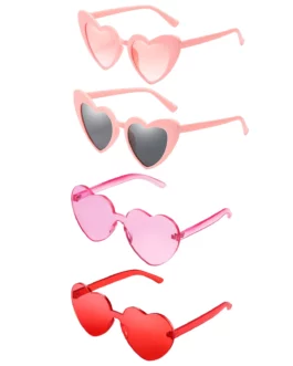 4PCS Vintage Heart Sunglasses for Women Pink Heart Sunglasses Bulk Barbi Party Favors for Girls Birthday
