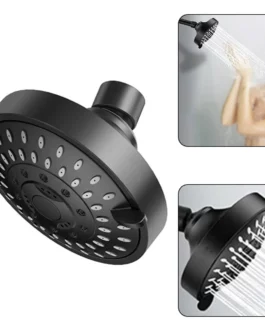 4-Inch High Pressure Shower Head 5 Setting Rainfall Mounted Bathroom Fixture Shower Top Spray Rotatable Shower Nozzle