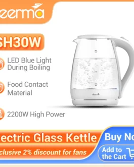 Deerma SH30W 1.7L Transparent Electric Glass Kettle Heat Resistant Glass Teapot Electric Kettles with Light Kitchen Appliances