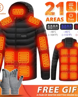 21 Areas Heated Jacket Men Electric Winter Women’s Motorcycle Jacket USB Warm Vest Heating Jacket Heated Vest Coat Ski Hiking