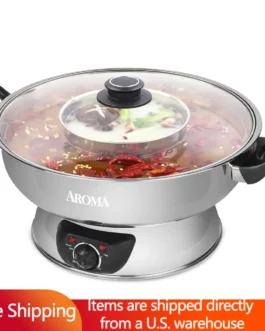 5 Quart Electric Portable Stove Stainless Steel Hot Pot Silver Cooking Appliances for Kitchen Home Camping and Outdoor