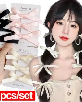 1/8pcs Bowknot Hair Clips Sweet Ballet Ribbon Bow Hairpin Bang Clip Korean Girl Mini Grab Clips Female Headwear Hair Accessories