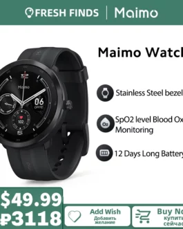 ?World Premiere?Maimo Watch R Smart Bracelet 7 Color 1.3″ Screen Stainless Steel bezel Blood Oxygen 5ATM Waterproof Band Watches