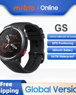 Global Version Mibro GS Smartwatch 460mAh Battery AOD 1.43Inch AMOLED Screen 5ATM Waterproof Sport GPS Positioning Smart Watch