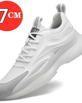 7CM Height Increasing Shoes Elevator Men’s Shoes High Quality White Sneakers Cushion Comfortable Shoes Men Hot Sale Footwear