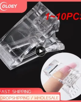 1~10PCS Transparent Nail Art Clips Gel Polish Fixed Extension Fingernail Building Tips Plastic Clamps Manicure Tools Nail Clip