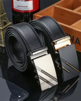 120cm Men’S Belt Luxury Automatic Business Waistband Male Cow Strap Belts For Men Leather Designer Gold Silver  Ratchet Buckle